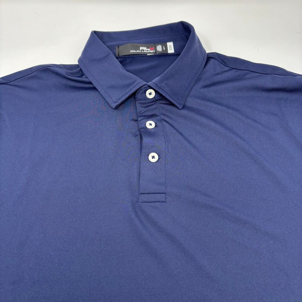 RLX Ralph Lauren Mens Large‎ Solid Navy Blue Short Sleeve Golf Polo Shirt